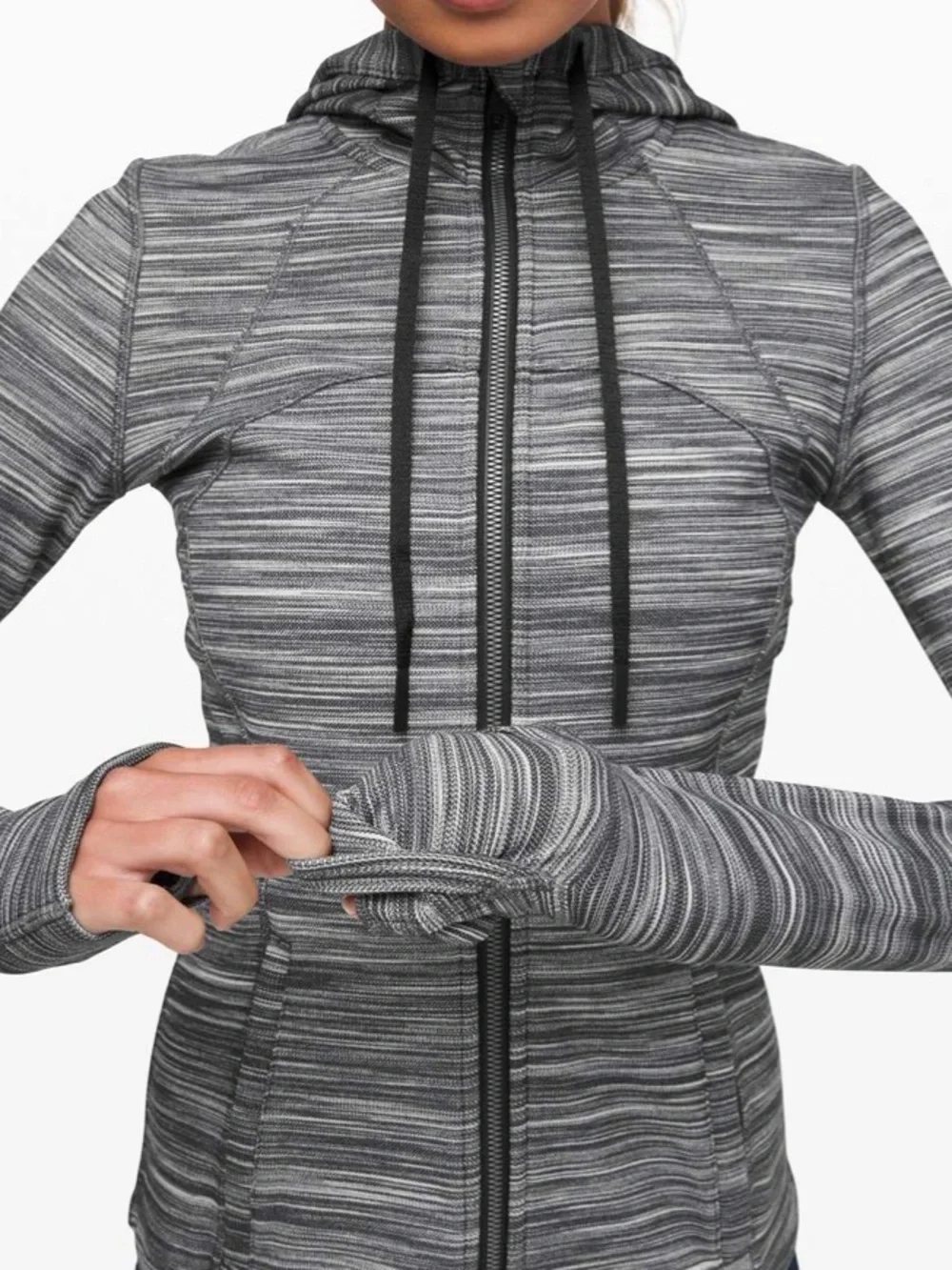 Lululemon Hooded Define Jacket Nulu ~ 4 ~ Heathered Black/White